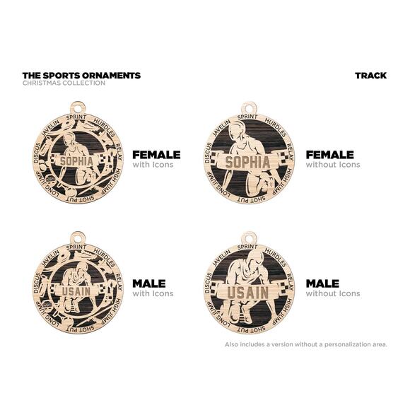 Personalized TRACK and Field Ornament Christmas Gift - Picture 2 of 4